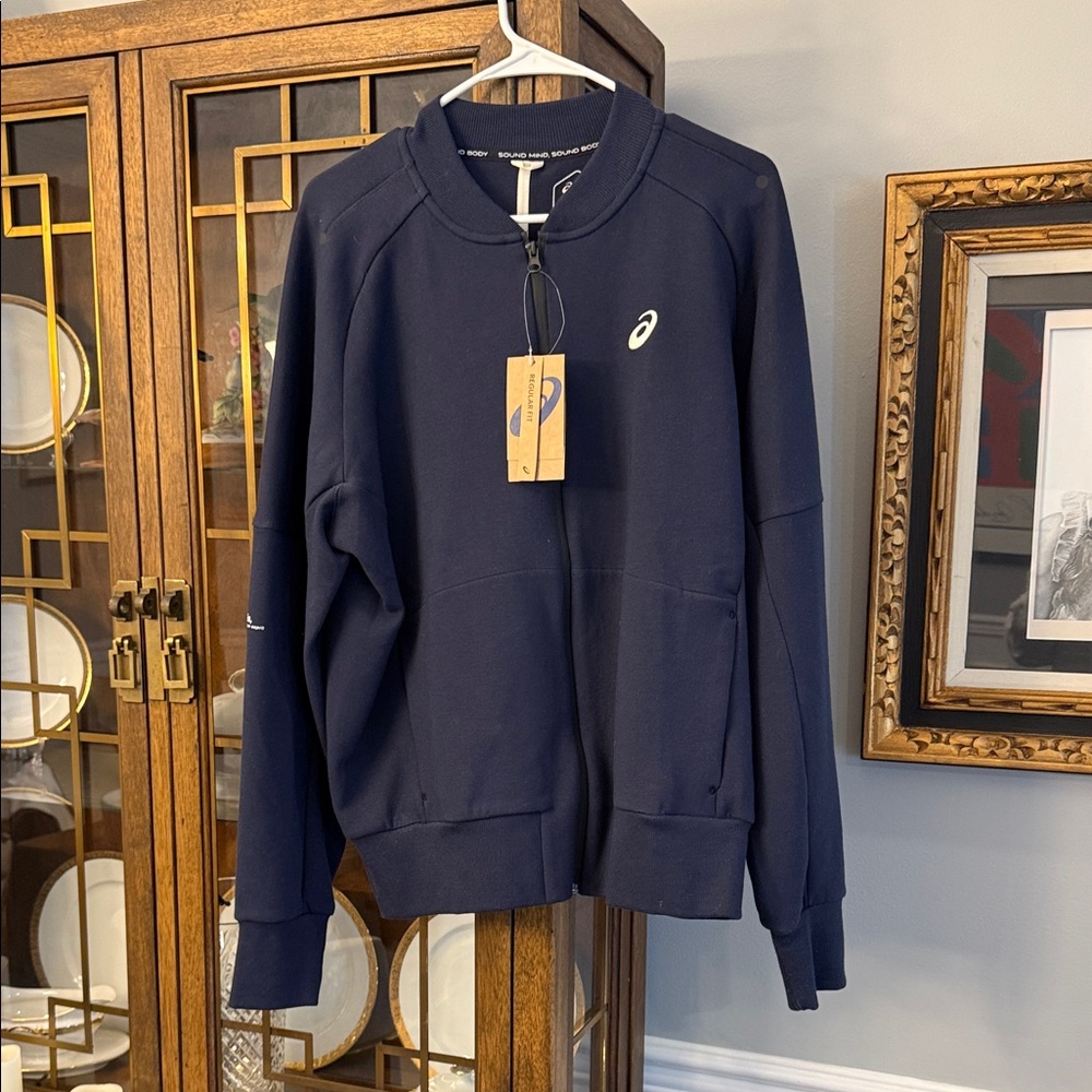 ASICS Paris Olympics Men's Dark Blue Crewneck Sweatshirt Jacket